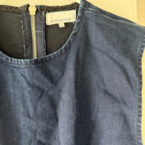 WEWOREWHAT CUTOUT SLIT STRETCH DENIM JUMPSUIT - Picture 10 of 12